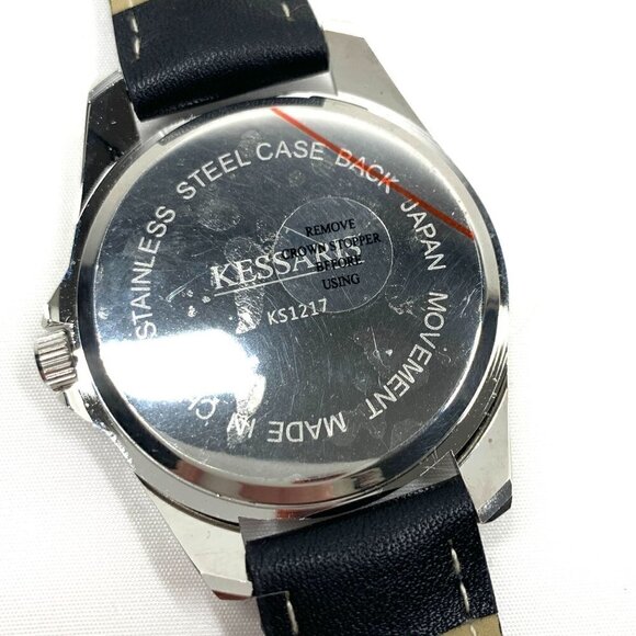 Kessaris Crystal Studded Analog Watch Black/silver Stainless Steel Faux Leather - Picture 4 of 8